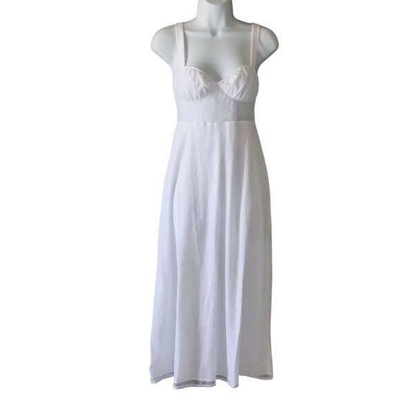 Danielle Bernstein White Lace Maxi Dress Adjustable Straps & Sheer Bodice-XS - Picture 3 of 11